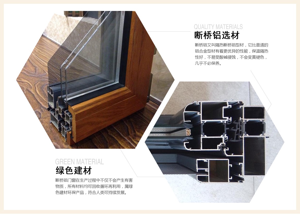 科美琳门窗 80系列厨卫断桥铝上下推拉窗 材质展示