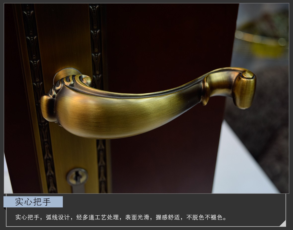 优诺五金850759-AD型号门锁黄古铜色锌合金材质 细节