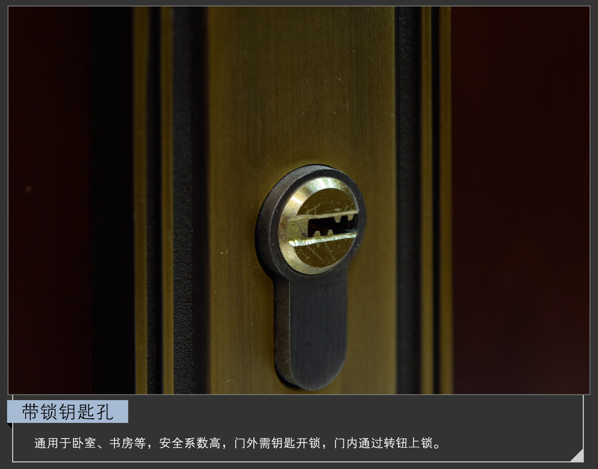 优诺五金 罗德堡586171-CAD型号门锁 黄古铜色锌合金材质门锁 情景