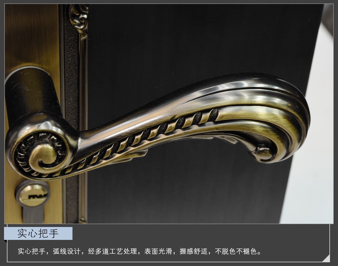 优诺五金 罗德堡580919-CAD型号门锁 黄古铜色锌合金材质门锁 细节