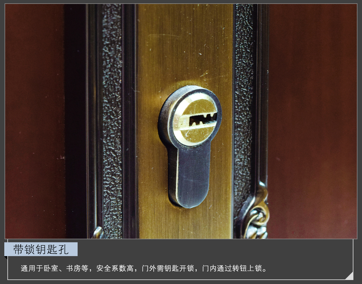 优诺五金 罗德堡580919-CAD型号门锁 黄古铜色锌合金材质门锁 细节