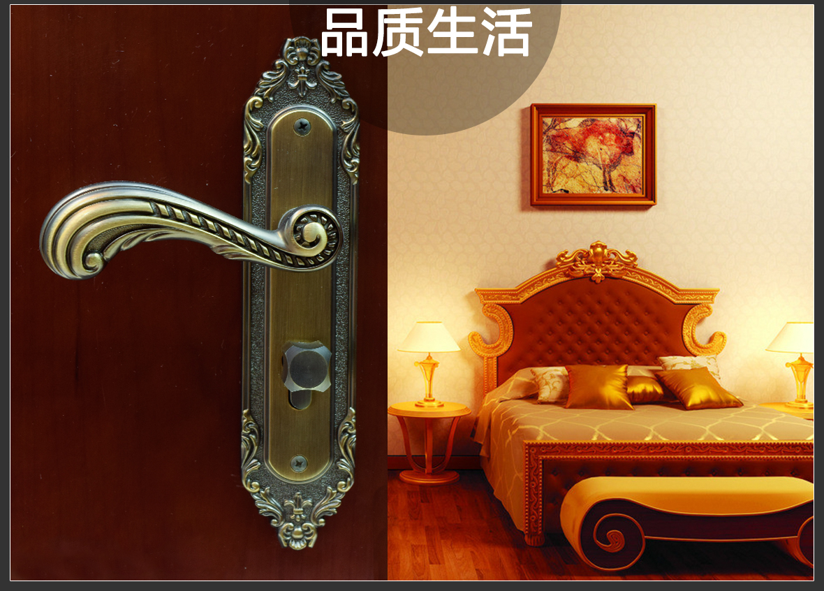 优诺五金 罗德堡580919-CAD型号门锁 黄古铜色锌合金材质门锁 情景