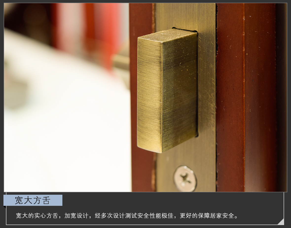 优诺五金 罗德堡588169-CAD型号门锁 黄古铜色锌合金材质门锁 细节