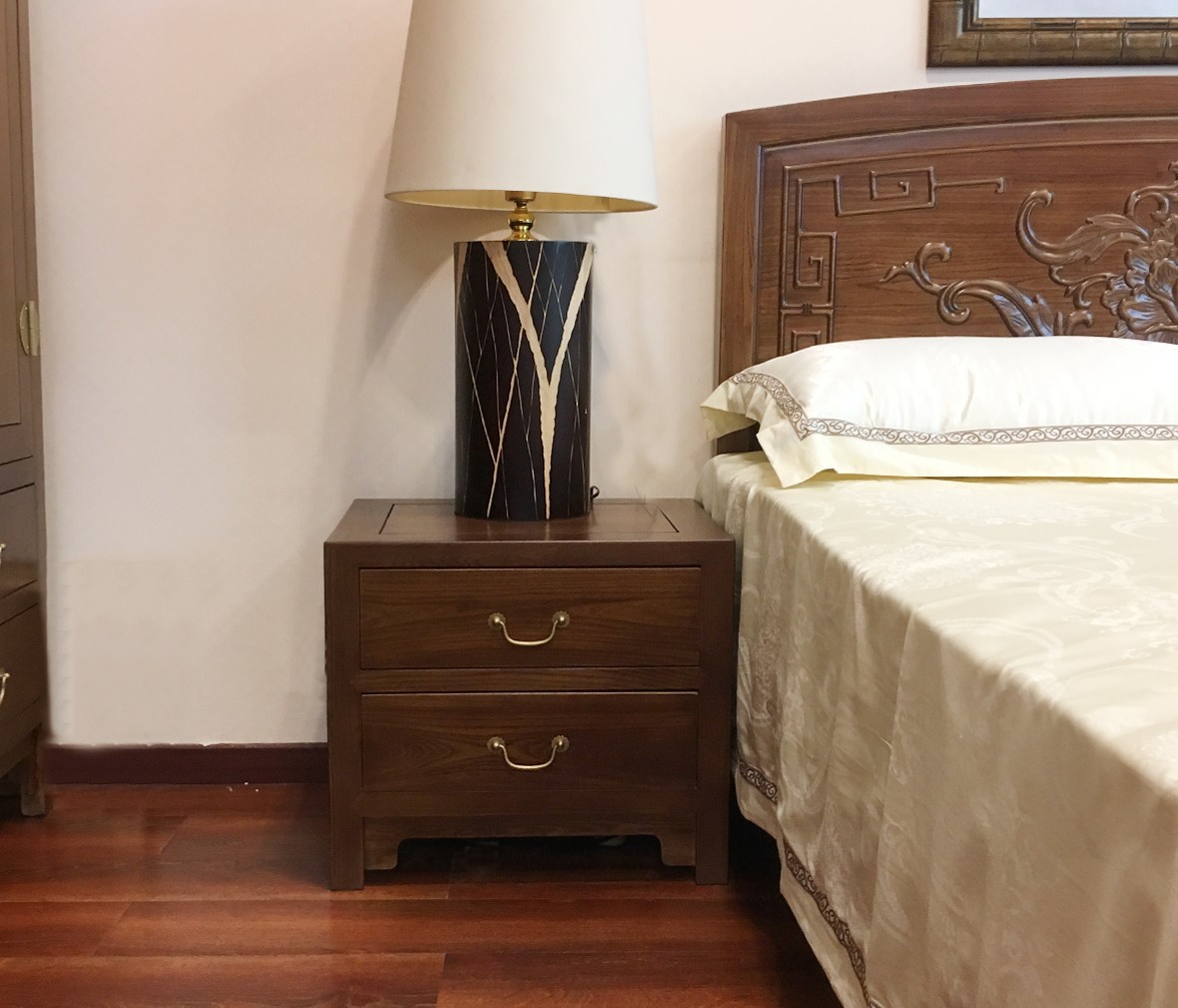 瀚明轩 HMX-1052型号中式古典风格榆木明式床头柜